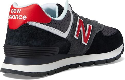 New Balance Classics 574D Rugged Sneakers for Men - Low Top Silhouette and Breathable Textile Lining Black/Red 2 11.5 D - Medium in Saudi Arabia