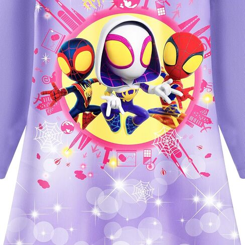 فستان كاجوال للفتيات من NOTLY فستان كرتوني رائع للأطفال الصغار بأكمام طويلة ملابس للبطل الخارق in Kuwait