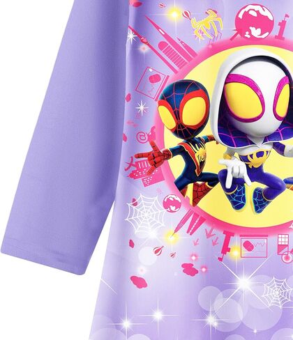 فستان كاجوال للفتيات من NOTLY فستان كرتوني رائع للأطفال الصغار بأكمام طويلة ملابس للبطل الخارق in Kuwait