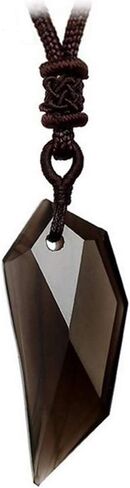 Black Obsidian Hexagram Natural Stone Necklace Translucent Ice Obsidian Wolf Tooth Amulet His and Hers Couples Necklace Lucky Love Pendant Necklace for Men Women in Saudi Arabia
