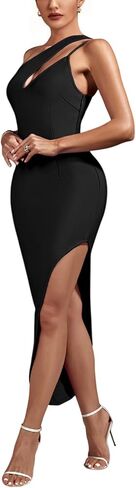 فستان Maketina النسائي ذو الكتف الواحد مع فتحة ضيقة متوسطة الطول لحفلات الكوكتيل in Kuwait