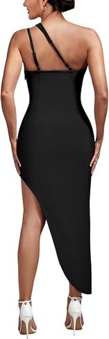 فستان Maketina النسائي ذو الكتف الواحد مع فتحة ضيقة متوسطة الطول لحفلات الكوكتيل in Kuwait