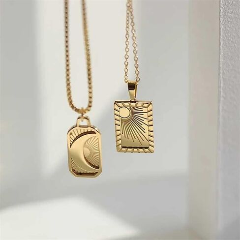 Gyufise 1 Pack Sunbeam Necklace gold sunshine necklace positive energy necklace Moon Necklace Mother's Day Gift Sun Tarot Necklace in Saudi Arabia