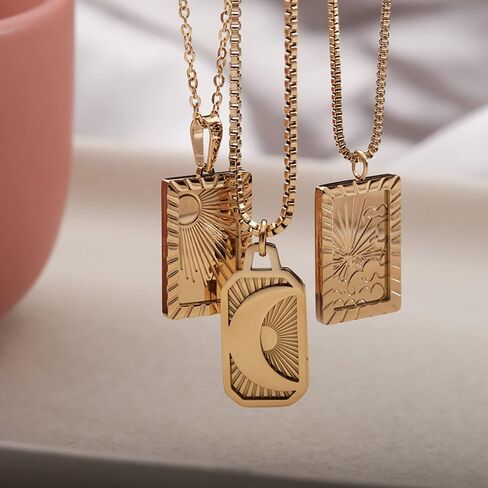 Gyufise 1 Pack Sunbeam Necklace gold sunshine necklace positive energy necklace Moon Necklace Mother's Day Gift Sun Tarot Necklace in Saudi Arabia
