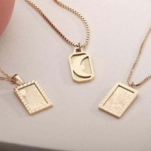 Gyufise 1 Pack Sunbeam Necklace gold sunshine necklace positive energy necklace Moon Necklace Mother's Day Gift Sun Tarot Necklace in Saudi Arabia