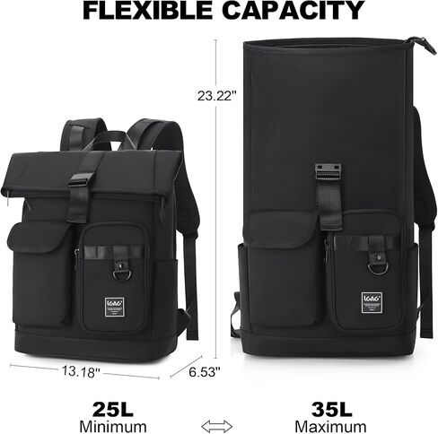 LGAG 15.6 Inch Laptop Backpack for Men Women 25-35L Large Work College Backpack with Laptop Compartment Casual Waterproof Computer Backpack for Business Travel Commuter, Black in Kuwait