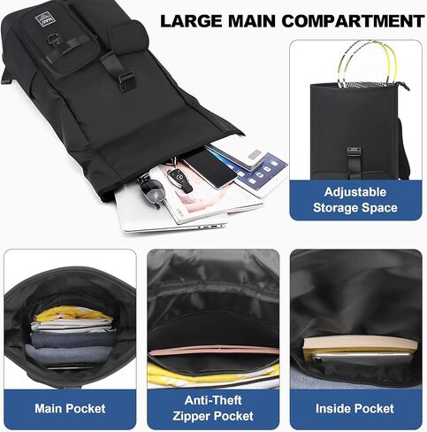 LGAG 15.6 Inch Laptop Backpack for Men Women 25-35L Large Work College Backpack with Laptop Compartment Casual Waterproof Computer Backpack for Business Travel Commuter, Black in Kuwait