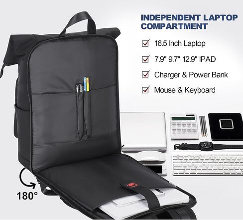 LGAG 15.6 Inch Laptop Backpack for Men Women 25-35L Large Work College Backpack with Laptop Compartment Casual Waterproof Computer Backpack for Business Travel Commuter, Black in Kuwait