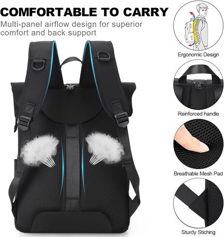 LGAG 15.6 Inch Laptop Backpack for Men Women 25-35L Large Work College Backpack with Laptop Compartment Casual Waterproof Computer Backpack for Business Travel Commuter, Black in Kuwait