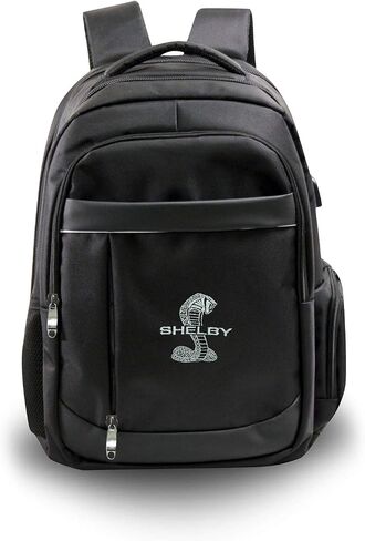Shelby Vault Black Backpack | 1680D Polyester with Leatherette Trim and an Embroidered Shelby Logo | USB Port | TSA/Checkpoint Friendly Padded Sleeve that fits up to a 17" Laptop and a Tablet in Saudi Arabia