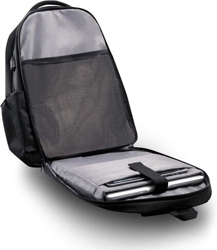 Shelby Vault Black Backpack | 1680D Polyester with Leatherette Trim and an Embroidered Shelby Logo | USB Port | TSA/Checkpoint Friendly Padded Sleeve that fits up to a 17" Laptop and a Tablet in Saudi Arabia