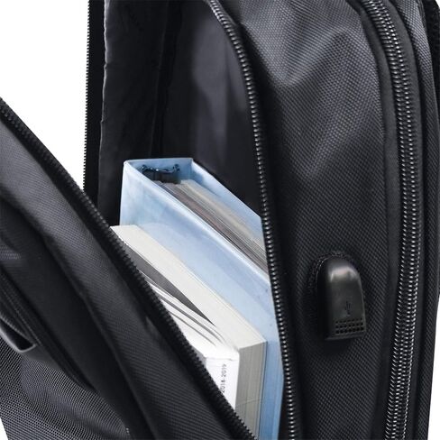 Shelby Vault Black Backpack | 1680D Polyester with Leatherette Trim and an Embroidered Shelby Logo | USB Port | TSA/Checkpoint Friendly Padded Sleeve that fits up to a 17" Laptop and a Tablet in Saudi Arabia