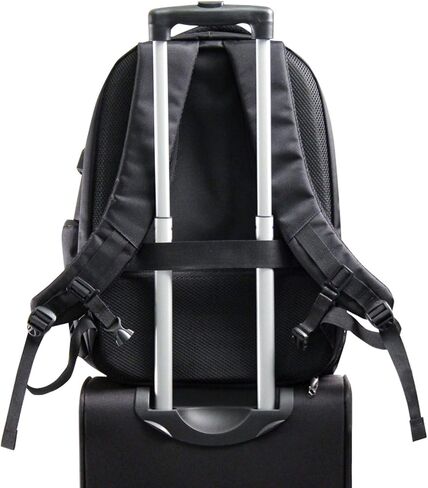 Shelby Vault Black Backpack | 1680D Polyester with Leatherette Trim and an Embroidered Shelby Logo | USB Port | TSA/Checkpoint Friendly Padded Sleeve that fits up to a 17" Laptop and a Tablet in Saudi Arabia