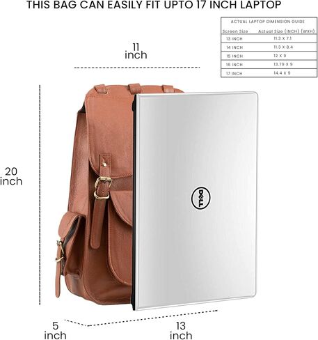 Handmade World Vintage Full Grain 20 Inch Leather Laptop Backpack Casual Bookbag Daypack Camping Travel Rucksack Knapsack in Saudi Arabia