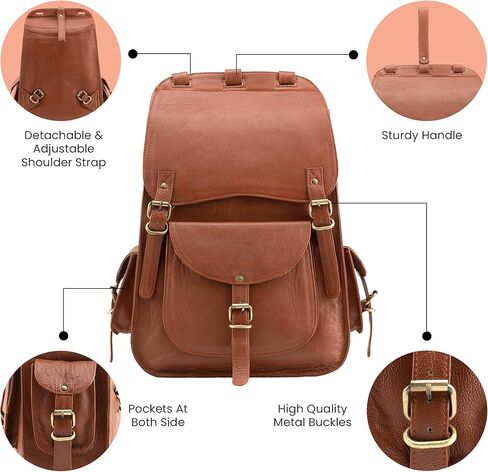 Handmade World Vintage Full Grain 20 Inch Leather Laptop Backpack Casual Bookbag Daypack Camping Travel Rucksack Knapsack in Saudi Arabia