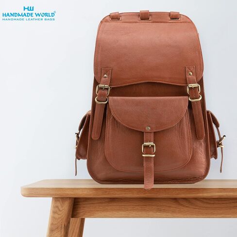 Handmade World Vintage Full Grain 20 Inch Leather Laptop Backpack Casual Bookbag Daypack Camping Travel Rucksack Knapsack in Saudi Arabia
