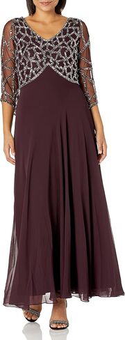 J Kara Women's 3/4 Sleeve Geo Beaded Gown in Saudi Arabia