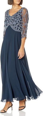J Kara Women's 3/4 Sleeve Geo Beaded Gown in Saudi Arabia