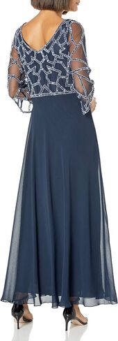 J Kara Women's 3/4 Sleeve Geo Beaded Gown in Saudi Arabia
