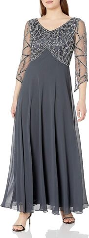 J Kara Women's 3/4 Sleeve Geo Beaded Gown in Saudi Arabia