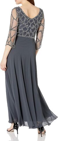 J Kara Women's 3/4 Sleeve Geo Beaded Gown in Saudi Arabia