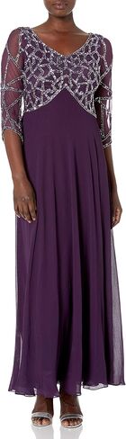 J Kara Women's 3/4 Sleeve Geo Beaded Gown in Saudi Arabia