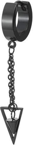 Men Women Stainless Steel Huggie Hinged Hoop Earrings with Dangling Cone and Open Triangle in Saudi Arabia