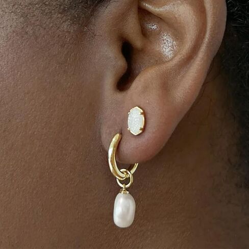 Kendra Scott Willa Pearl Huggie Earrings in White Pearl, Fashion Jewelry for Women in Saudi Arabia
