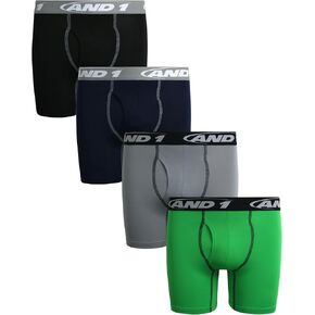 AND1 Boys' Underwear - Performance Compression Boxer Briefs, Functional Fly (4 Pack)