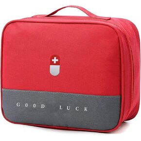 Wesoke First Aid Kit Bag Red, Empty Medical Storage Bag Survival Medical Kit, Portable Large Emergency Medical Supplies Pouch Bag for Home Outdoor Camping Hiking Travel