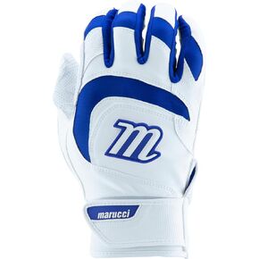 MARUCCI Signature Youth Batting Glove V4, White/Royal Blue, Youth Medium