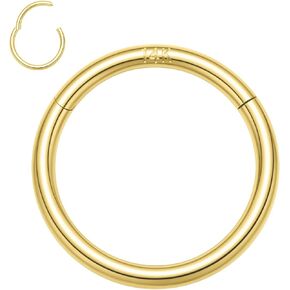 FUNLMO 14K Solid Gold Nose Ring 18G 16G Septum Ring Yellow Gold Conch Daith Tragus Helix Rook Piercing Jewelry Cartilage Earring Lip Ring for Women Men