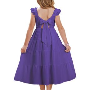 GRACE KARIN Girls Tie Back Dress Ruffle Sleeve Tiered Spring Summer Maxi Dresses Size 5-12 in Kuwait