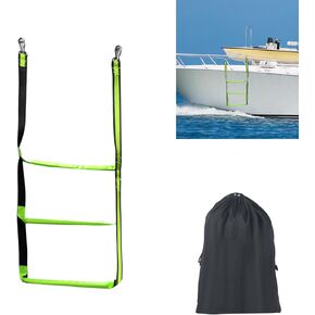 5 Step Boat Rope Ladder,Heavy Duty Marine Rope Ladder,Portable Boarding Rope Ladder, Boat Ladder for Inflatable Boat, Kayak, Motorboat, Canoes,include Storage Bag (Green)