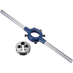 uxcell Round Die Stock Handle Wrench Set, 3/8-16 UNC Threading Die and 30mm Die Holder (Fits: 20mm-30mm OD Die / M9-M11 Thread Die) Adjustable for Bolt Thread Repair