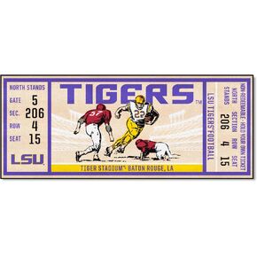 FANMATS 23181 NCAA - LSU Tigers Ticket Design Runner Rug - 30in. x 72in. | Sports Fan Area Rug, Home Decor Rug and Tailgating Mat