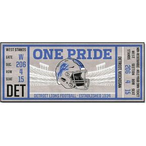 FANMATS 23120 NFL -Detroit Lions Ticket Design Runner Rug - 30in. x 72in. | Sports Fan Area Rug, Home Decor Rug and Tailgating Mat