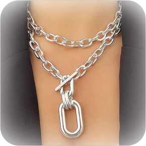 choice of all Chunky Necklace for Women Layered Chunky Choker Necklace Cuban Link Chain Carabiner Necklace Punk Hip-hop Jewelry for Women and Girls