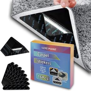 Non-Slip Rug Pad Gripper, 16 PCS Triangle and Parallelogram Shapes, Washable Hold Carpet in Place on Hardwood Floors