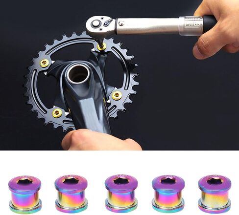 Alomejor Chainring Screws Bolt,5Pcs 6.5mm Alloy Chainring Bolt Chainwheel Screws for Small Wheel Bike(Colorful) in Saudi Arabia