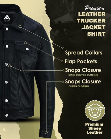 ARIAN Men's Sheepskin Leather Trucker Jacket Shirt Premium Quality in Saudi Arabia