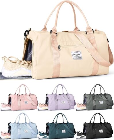 حقيبة رياضية للنساء، حقيبة سفر ليلية لعطلات نهاية الأسبوع مع حجرة الأحذية وحقيبة حمل رياضية للطائرات وحقيبة سفر لأغراض شخصية للسفر وصالة الألعاب الرياضية واليوجا والسباحة باللون الرمادي والأزرق in Kuwait