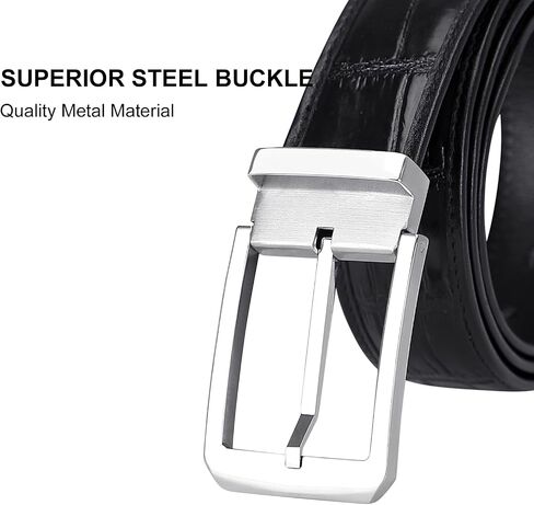 PIJUSHI Crocodile Leather Belt for Men Dress Casual Belt with Single Prong Buckle in Saudi Arabia