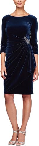 Alex Evenings Women's Short Velvet Cocktail Dress with Beading Detail (Reg Petite) in Saudi Arabia