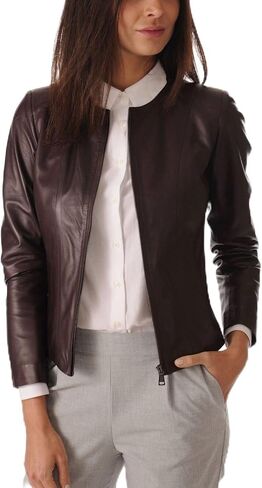 Women's Leather Bomber Biker Jacket Black in Saudi Arabia