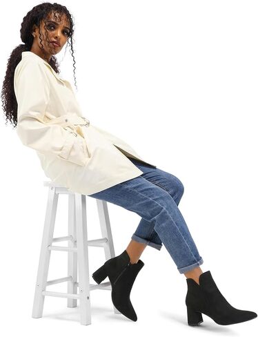 mysoft Women's Ankle Boots Chunky Block Low Heel Comfortable Pointed Toe Side V Cutout Dressy Office Booties with Zipper in Kuwait