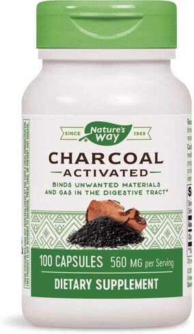 Natures Way Activated Charcoal Intestinal Cleanser Capsule, 260 mg - 100 per pack - 3 packs per case.3 in Saudi Arabia