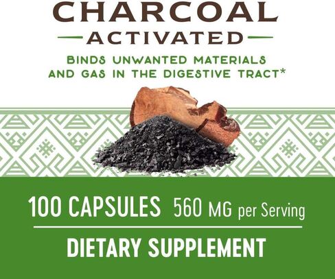 Natures Way Activated Charcoal Intestinal Cleanser Capsule, 260 mg - 100 per pack - 3 packs per case.3 in Saudi Arabia