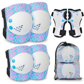 Knee Pads for Kids Girls Protective Gear Set Adjustable Knee Pads and Elbow Pads Set with Wrist Guard for Girls Kids Toddler Roller Skates Bike Cycling Skateboard Scooter