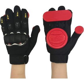 Longboard Slide Gloves Downhill Standard Skate Gloves with 2 Slider Puck Set(Red) in Kuwait